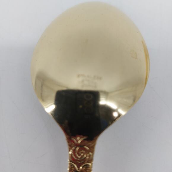 Spoon and Fork Set Gold Tone Flatware Rose Floral Pattern - Picture 3 of 6